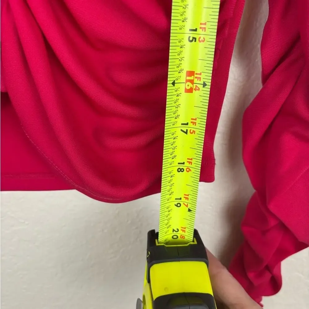 NWT Zara Ruched Hot Pink Fitted Cropped Ruched Long Sleeve Blouse Top Size Large - Picture 9 of 10